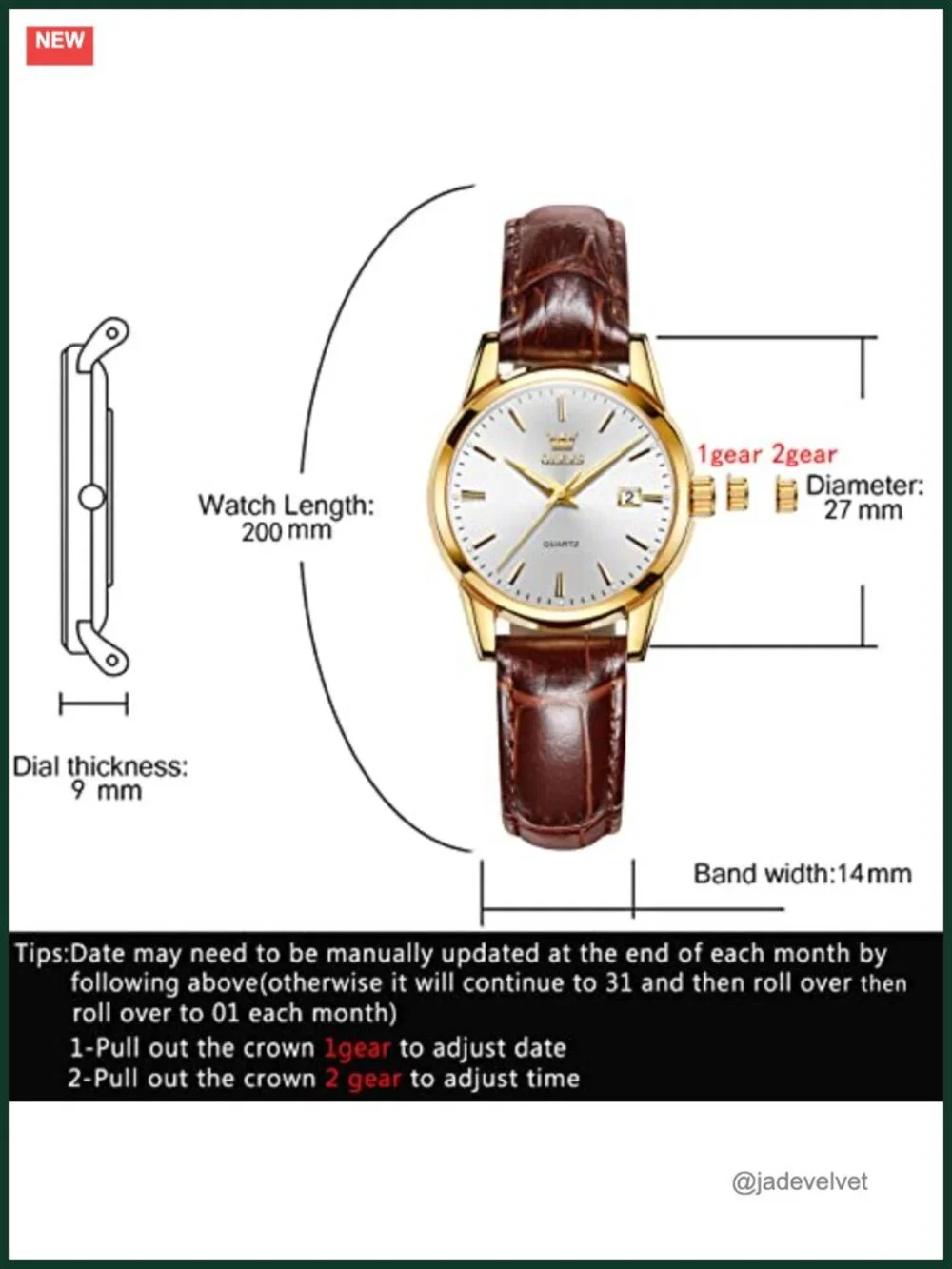 Women's Leather Analog Watch Small Luxury Dress Quartz Wristwatch